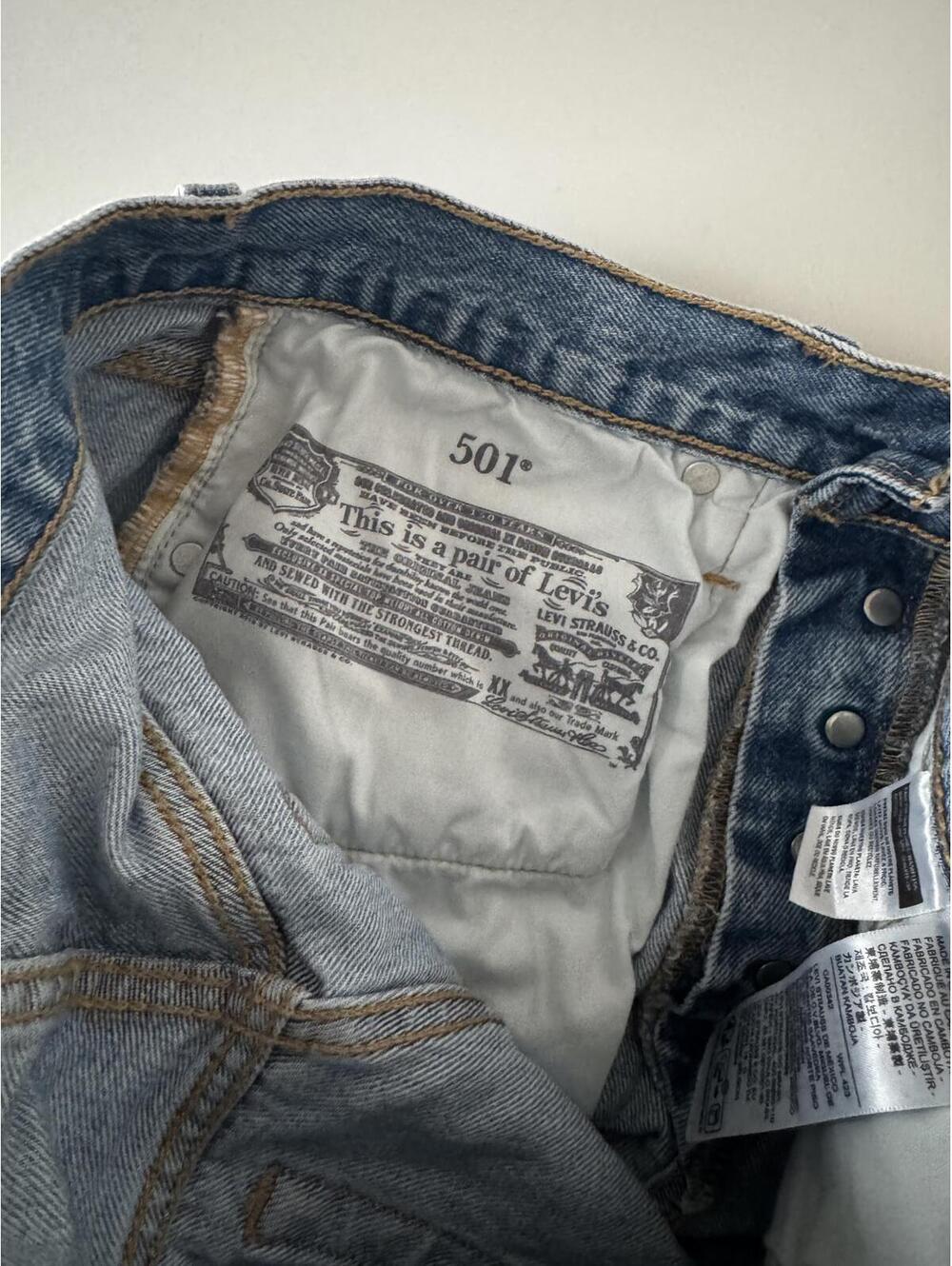 Levi's 501 Distressed Denim Shorts - Classic Blue Size 27 - Picture 3 of 4